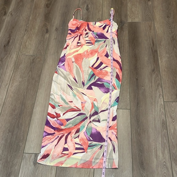 Wayf Tropical Print Slip Midi Dress Spaghetti Strap Form Flattering Sz Small - Picture 5 of 14